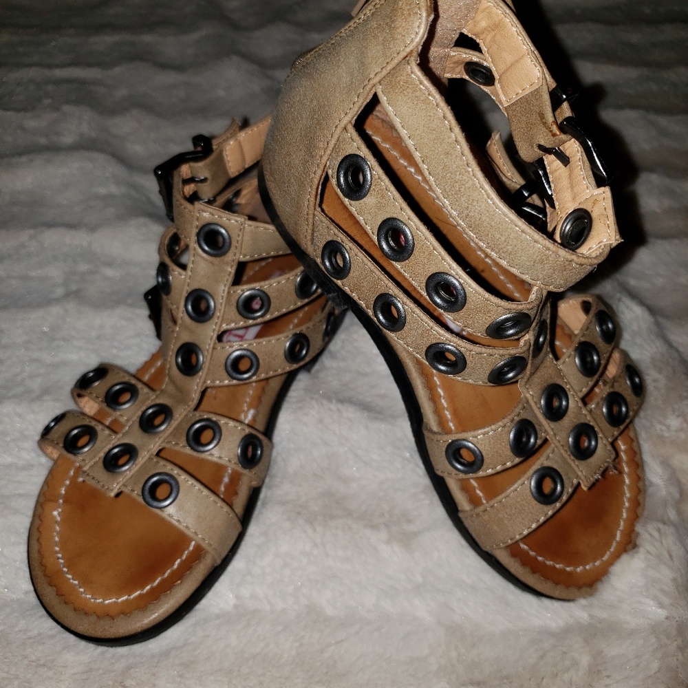 Tan Gladiator Sandals by Two Lips Too
